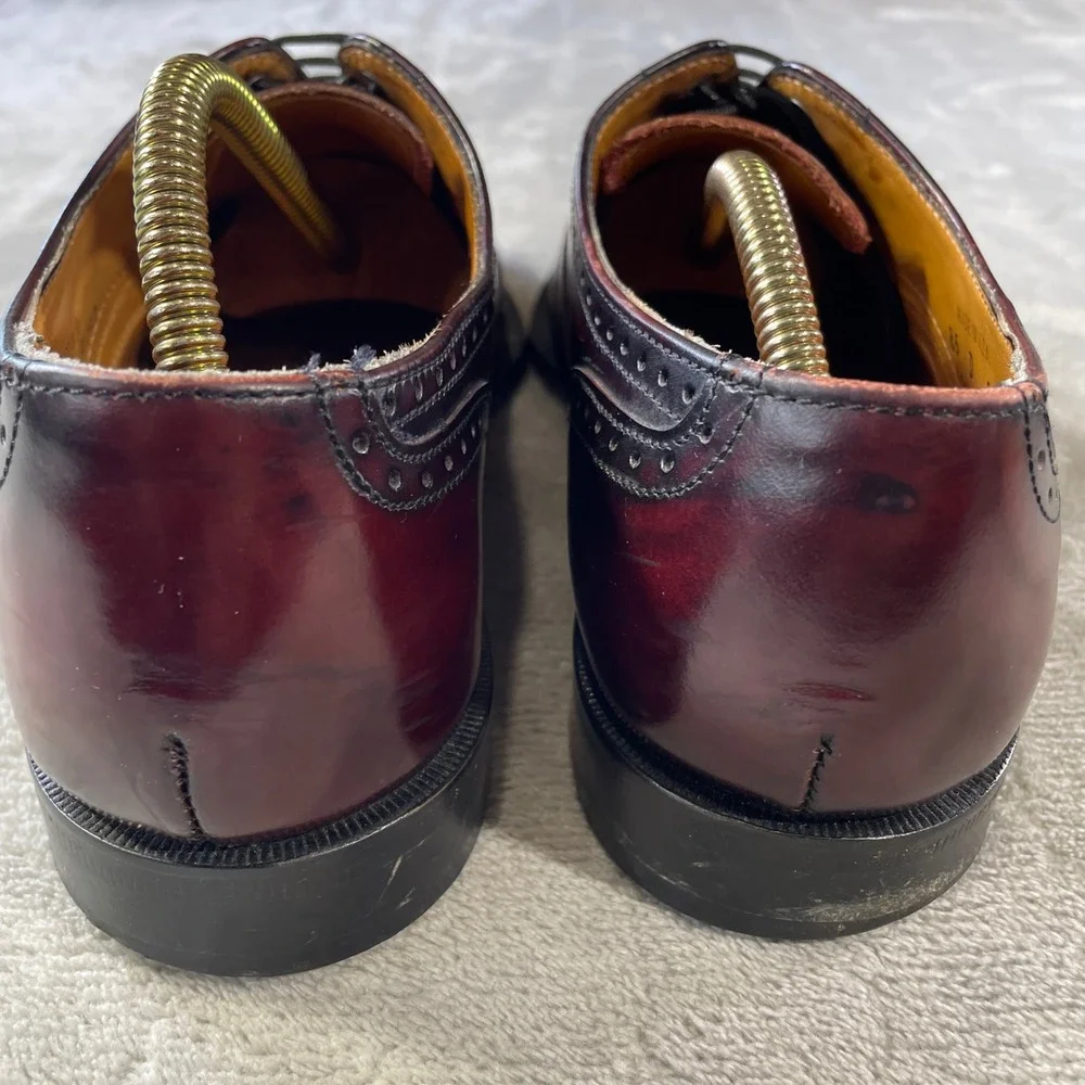 Cole Haan Dress Shoes Wingtip Oxford Brogue Mens 8.5 Burgundy Leather Office USA